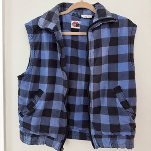 Dickies 90s Blue and Black Plaid Vestments